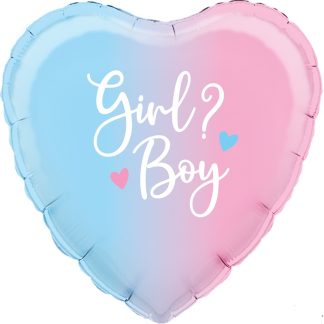 BRIGHT PASTEL Gender Reveal HOLOGRAPHIC  HEART Balloon - 18" Foil