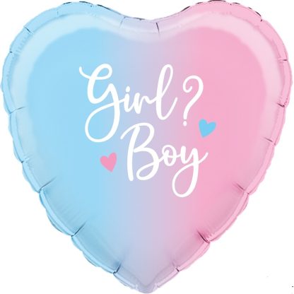 BRIGHT PASTEL Gender Reveal HOLOGRAPHIC  HEART Balloon - 18" Foil