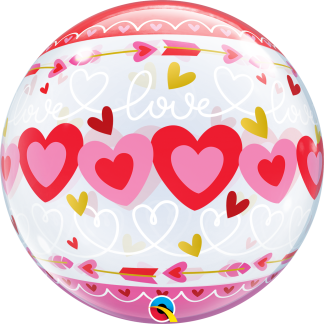 Valentine's Love Connected Hearts Balloon - 22" Bubble