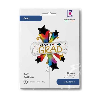 Bursting Stars Grad WAY TO GO Shape Graduation Balloon - Foil 47" / 107cm