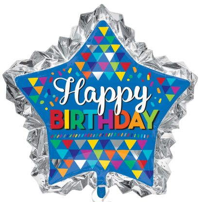 Primary Sketchy Happy Birthday SuperShape Balloon  - 34"/86cm x 32"/81cm Foil