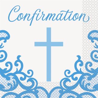 Confirmation Blue Cross Lunch Napkins 16pack  - (1ct)