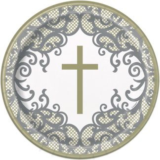Fancy Gold Cross Plates 9" - (8ct)