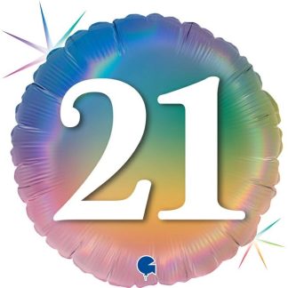 Happy 21 Colourful Rainbow Balloon - 18" Foil unpackaged