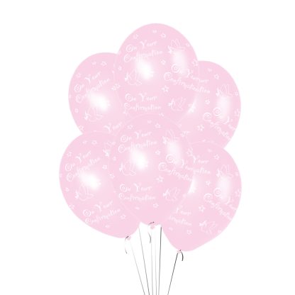 Confirmation Pink Printed Latex Balloons  - 11" latex 6ct