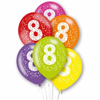Age 8 Primary Mix Latex Balloons Balloons 11"/27.5cm - 1 PKG/6
