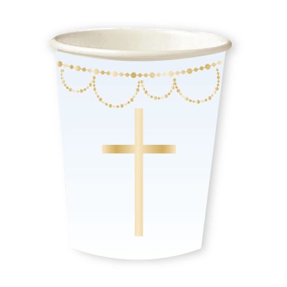 Blue Botanical Celebration Paper Cups 237ml - (8ct)
