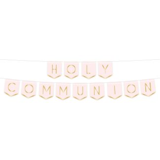 Pink Botanical Celebration Communion Card Pennant Banners 2.5m - (1ct)