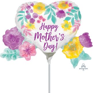 Mini Happy Mother's Day Watercolour Flowers Balloons  – Foil 14"