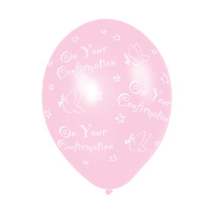 Confirmation Pink Printed Latex Balloons  - 11" latex 6ct - Image 2