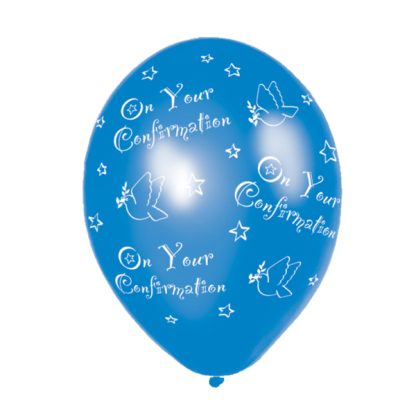 Confirmation Blue Printed Latex Balloons  - 11" latex 6ct - Image 2