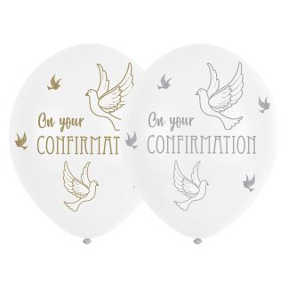 Confirmation Dove Latex Balloons 11"/28" - 1 PKG/6