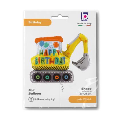 Birthday Construction Excavator SuperShape Balloon -31"/77cm Foil - Image 2