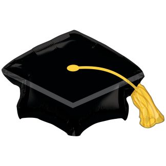 Black Grad Cap SuperShape Graduation Balloon - 31"/78cm w a 22"/55cm Foil