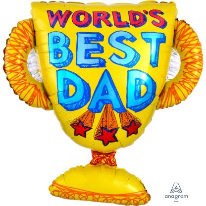 Best Dad Trophy Father's Day Supershape Balloon - Foil  26"/66cm x 27"/68cm