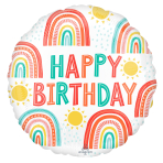 Retro Rainbow Birthday  Balloon - 18" Foil
