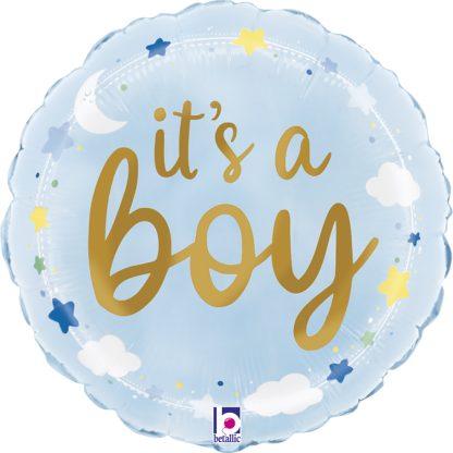 Mini It's A Boy Stars & Clouds Air Filled Balloon - 9" Foil