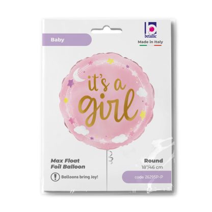 It's A Girl Stars & Clouds Balloon - Foil 18" - Image 2