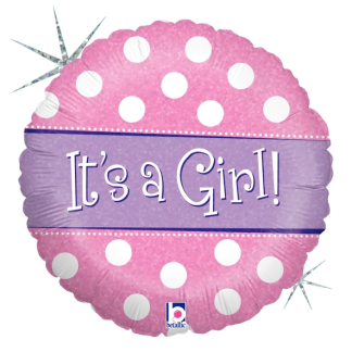Polka Dot It's A Girl Balloon - 18" Foil UNPACKAGED