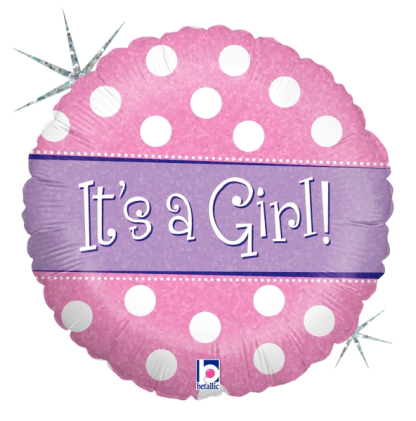 Polka Dot It's A Girl Balloon - 18" Foil UNPACKAGED