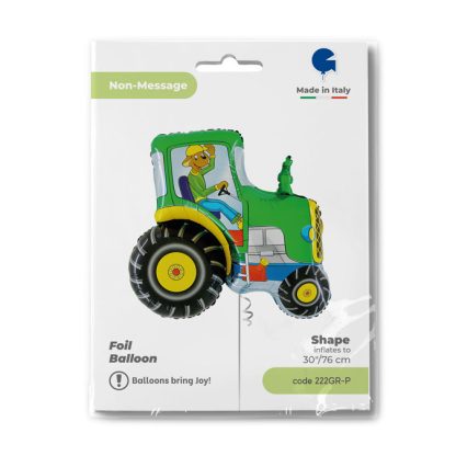 Green Tractor Supershape Balloon - 30" Foil PACKAGED - Image 2