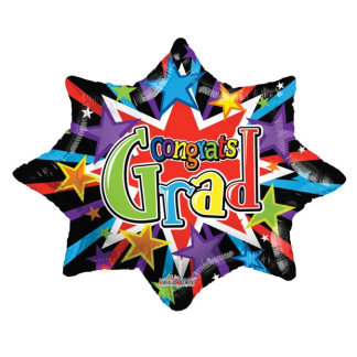 Colourful Burst Graduation Balloons - 28" Foil