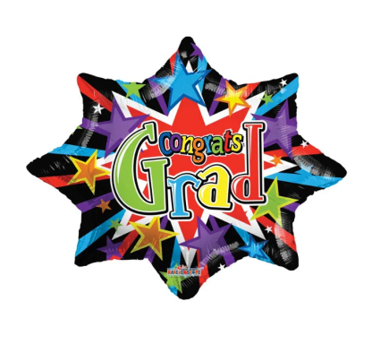 Colourful Burst Graduation Balloons - 28" Foil