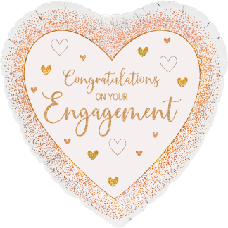 Rose Gold Heart Engagement Holographic Balloon - 18" Foil