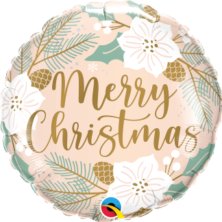 Christmas Floral Balloon - 18" Foil
