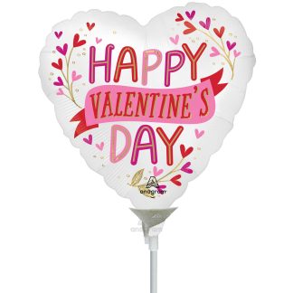 Mini Happy Valentine's Satin Botanicals Balloon  – 9" Foil