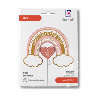 Rose Gold Valentine Rainbow Balloon - 29" Foil