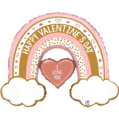 Rose Gold Valentine Rainbow Balloon - 29" Foil - Image 2