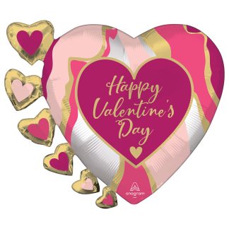 Valentine's Marble Abstract Satin Luxe Supershape  - 24" Foil