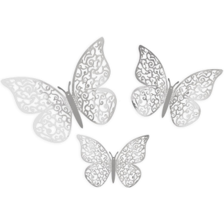Silver 3D Adhesive Butterflies - 12ct