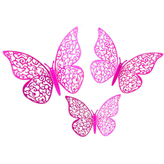Fuchsia 3D Adhesive Butterflies - 12ct