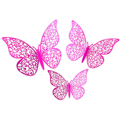 Fuchsia 3D Adhesive Butterflies - 12ct