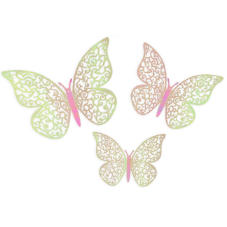 Pink Iridescent 3D Adhesive Butterflies - 12ct