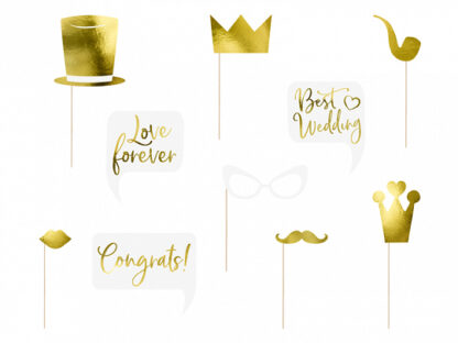 Wedding photo props, mix Gold - 1 pkt / 10 pc. - Image 2