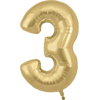 Gold Silk Number 3 Balloon - 34" Foil
