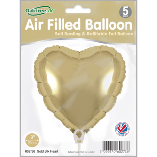 Gold Silk Heart 9" Packaged Self Sealing x 5pcs