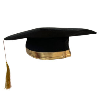 Graduation Black & Gold Mortarboard Hat - One Size (1ct)