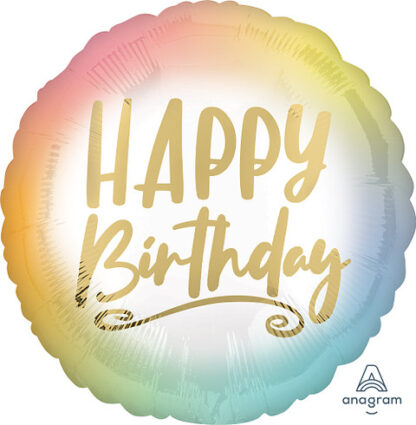 Ombre and Gold Happy Birthday Balloon - 18" Foil