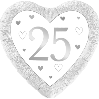 Happy 25th Anniversary Silver Heart Balloon - 18" Foil