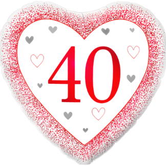 Happy 40th Anniversary Ruby Heart Balloon - 18" Foil