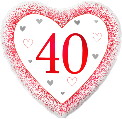 Happy 40th Anniversary Ruby Heart Balloon - 18" Foil