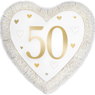 Happy 50th Anniversary Gold Heart Balloon - 18" Foil