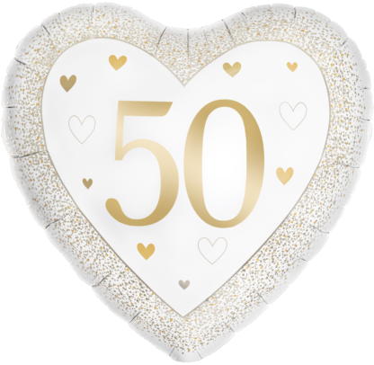 Happy 50th Anniversary Gold Heart Balloon - 18" Foil