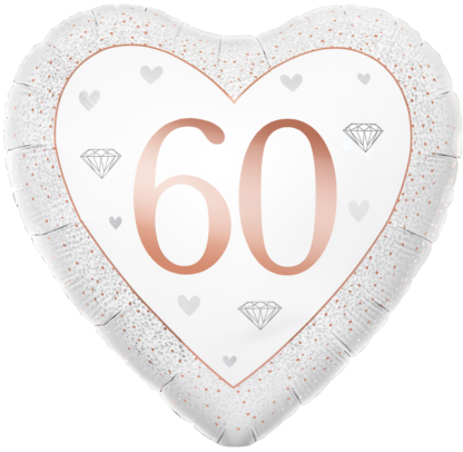 Happy 60th Anniversary Diamond Heart Balloon - 18" Foil
