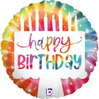 Mini Tie-Dye Cake Birthday Shape Balloon - 9" Foil