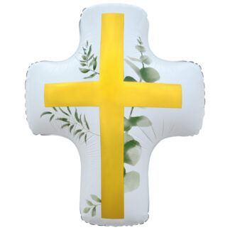 Gold Botanical Cross Supershape Balloon - 19" x 24" Foil